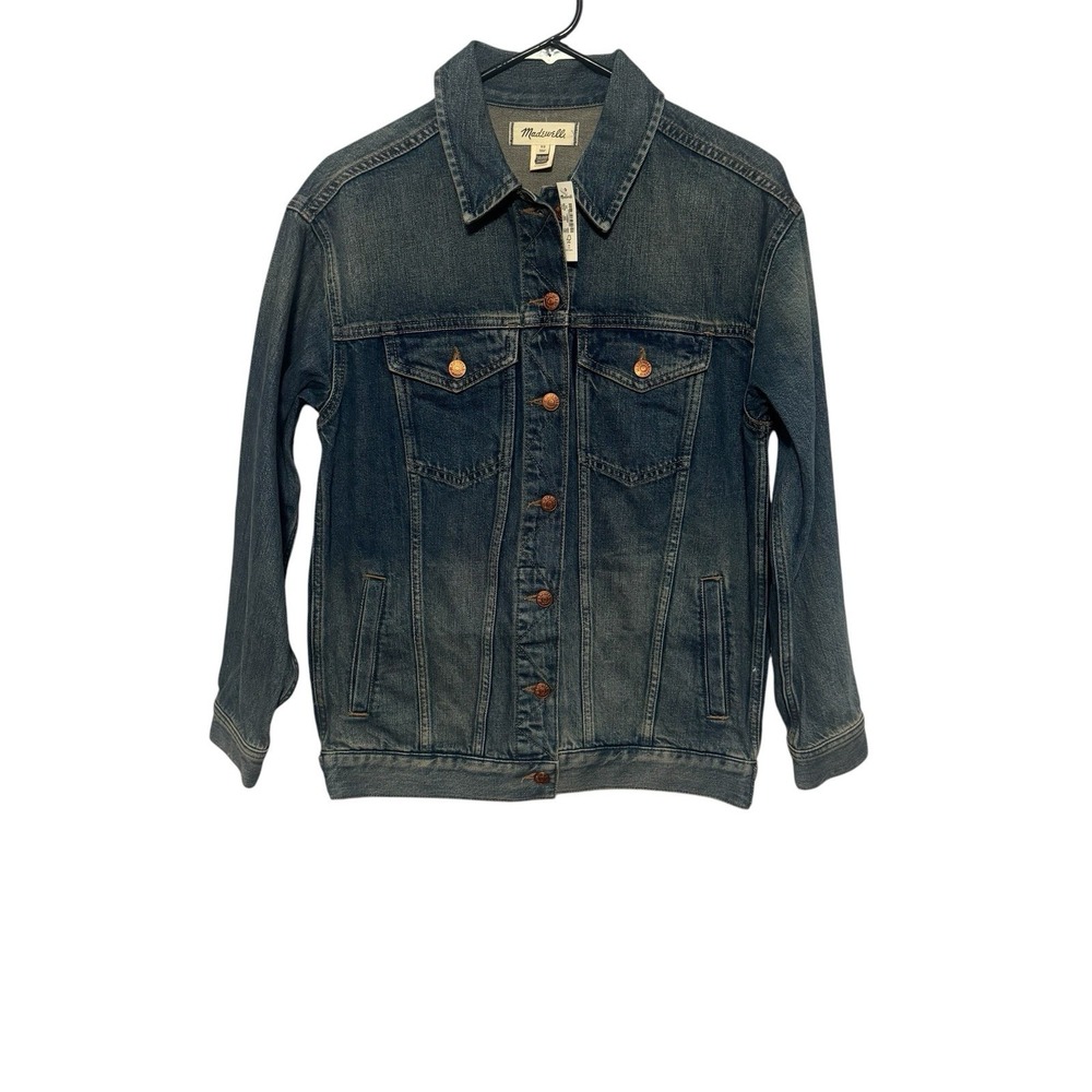 Madewell Women XS Blue Charleston Wash Casual Button-Front Denim Jacket NWT